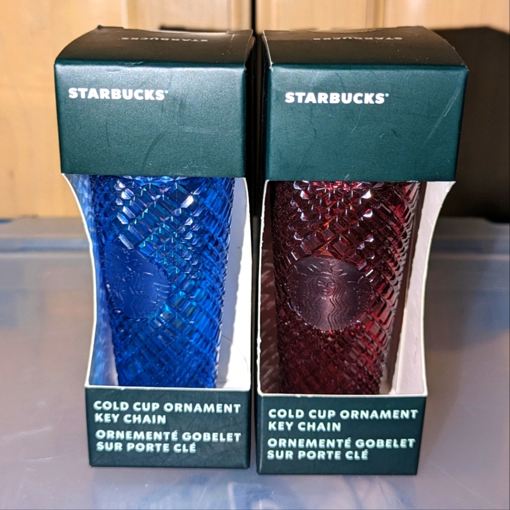 Htf Starbucks Christmas keychains red and blue set of 2. Gifts/ collectibles